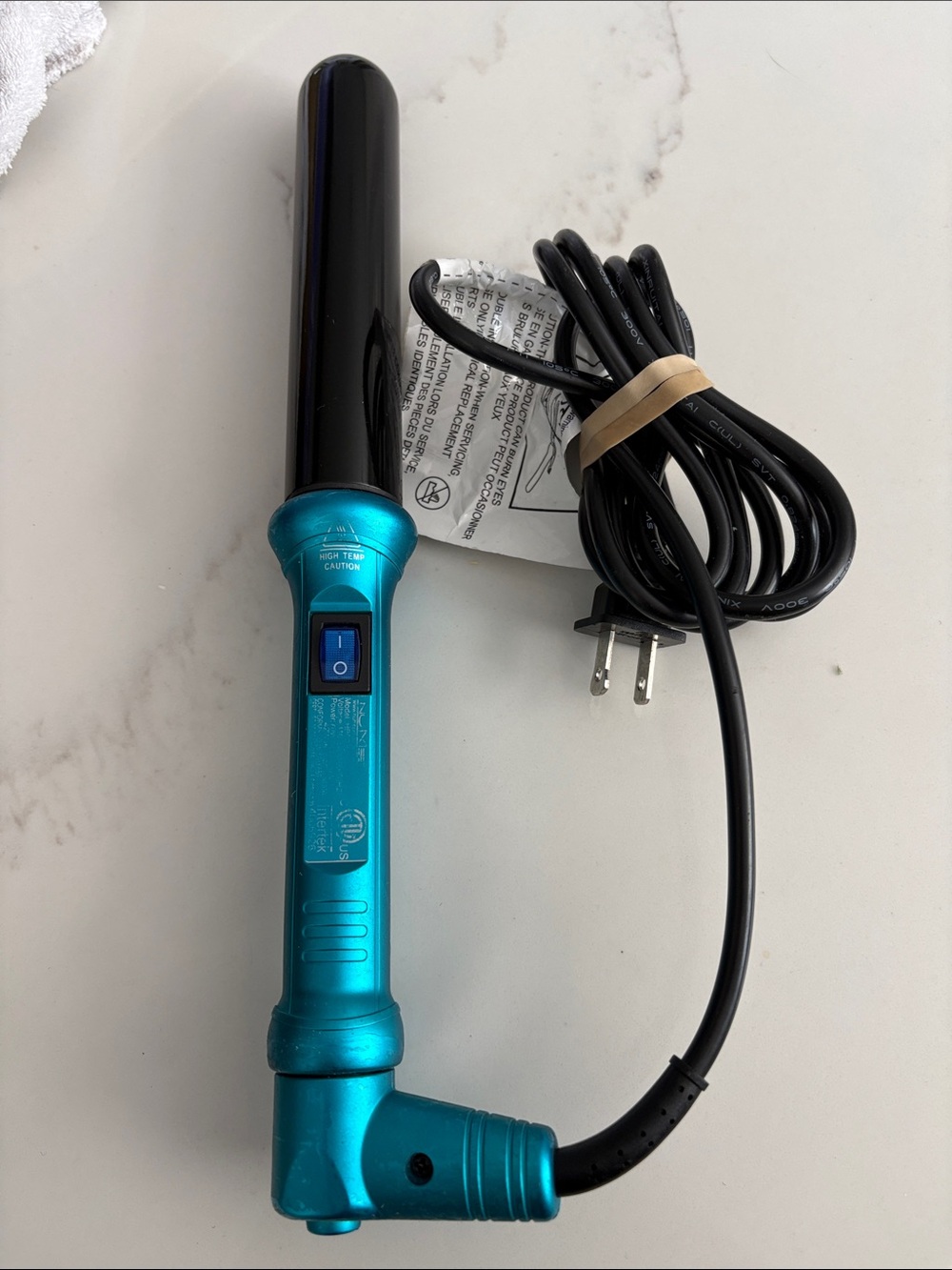 NuMe Teal and Black Curling Wand with Power Switch